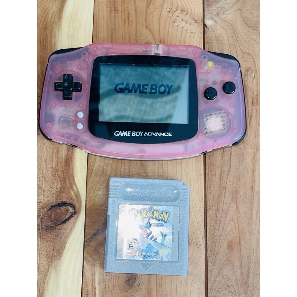 GBA Fuchsia Pink Nintendo Game Boy Advance AGB-001 & Pokémon Bundle Working